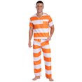 thumbnail image 5 of Disfraz de Jailbird para hombre, uniforme de Jailbird para Halloween, disfraz de prisionero culpable, camisa, Top y pantalones con cintura elástica, 5 of 5