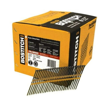 

BOSTITCH RH-S12D131EP Round Head 3-1/4-Inch x .131-Inch by 21 Degree Plastic Collated Framing Nail (4 000 per Box)