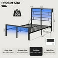 thumbnail image 2 of Bestier Full Size Bed Frame with Wooden Headboard, Metal Platform Bed Frame with LED Lights Charging Station Black, 2 of 8