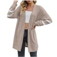 thumbnail image 2 of Idoravan Cardigans for Women Plus Sizes Clearance Women Fashion Blouse Long Sleeve Tops Cardigan Solid Coat Khaki, 2 of 6