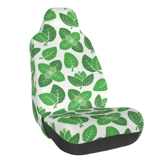 Wukai Green Leaves Full Set Car Seat Covers with Soft Padding Universal Auto Front Seats Protector and Cushion Mat