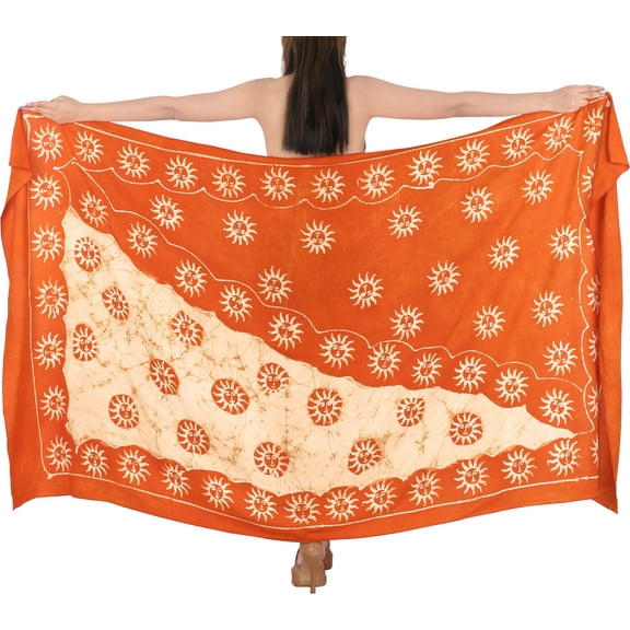 HAPPY BAY Women's Sarong Coverups Pareo Swimwear Vacation Long Bikinis Swim Summer Beachwear Skirt Beach Cover up Wraps for Women One Size Orange_Q571