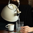 thumbnail image 4 of Stainless Steel Tea Kettle with Wooden Handle, 3L Induction Whistling Kettle, Retro Teapot Kettle, Boiler for Electric, Gas and Ceramic Stoves (Beige), 4 of 5