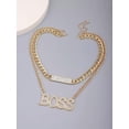 thumbnail image 2 of EOEMY 2Pcs Rhinestone Boss Word Decor Necklace Creative Necklace For Women Fashion-Default, 2 of 6