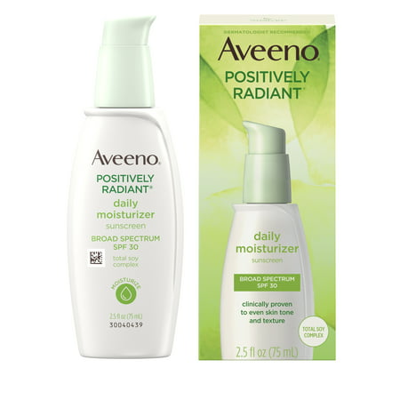 Aveeno Positively Radiant Facial Moisturizer with Total Soy Complex, Sun Protection, SPF 30 2.5 fl
