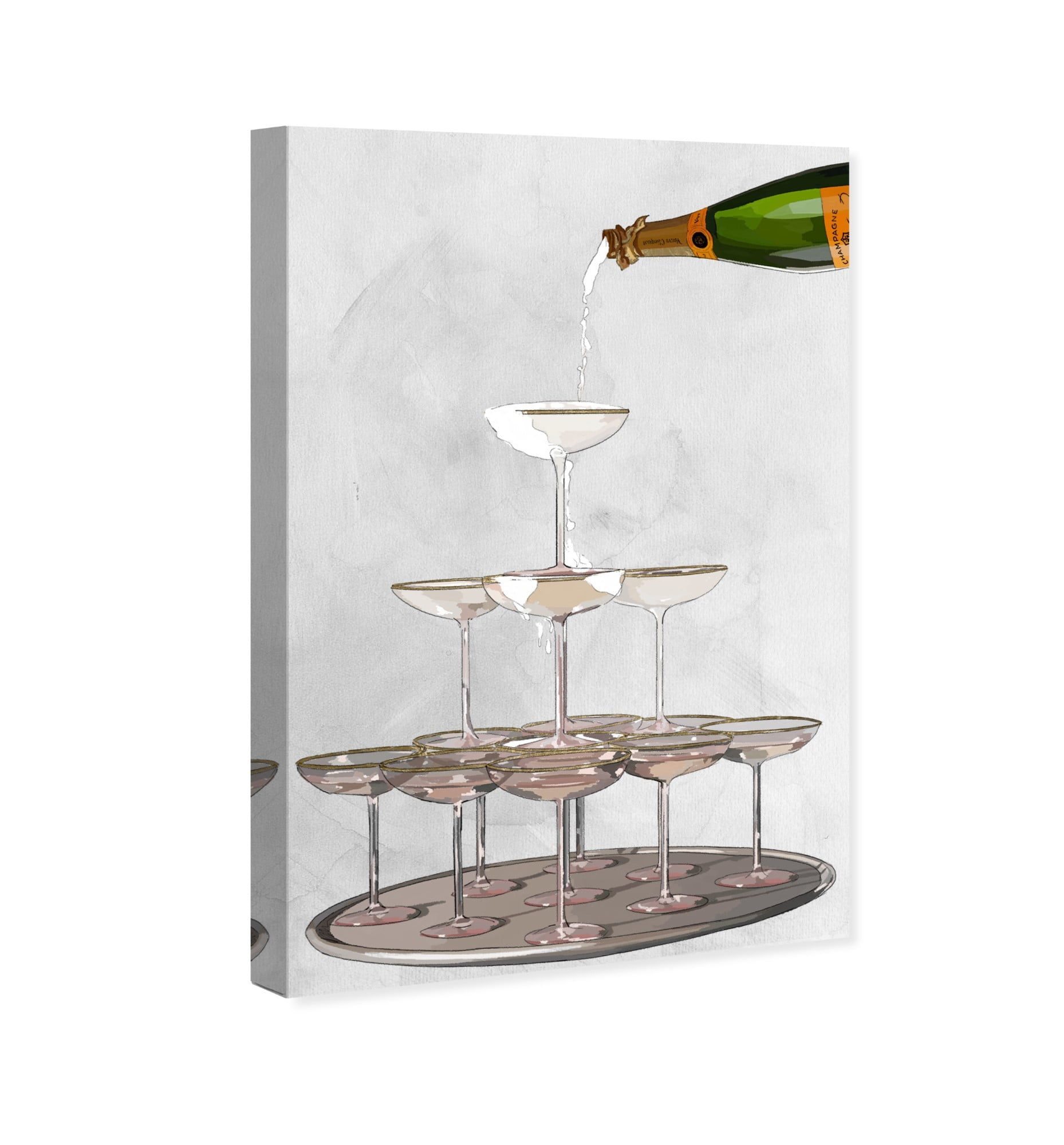 Runway Avenue Drinks and Spirits Wall Art Canvas Prints 'Champagne Tower'  Champagne - White, Green