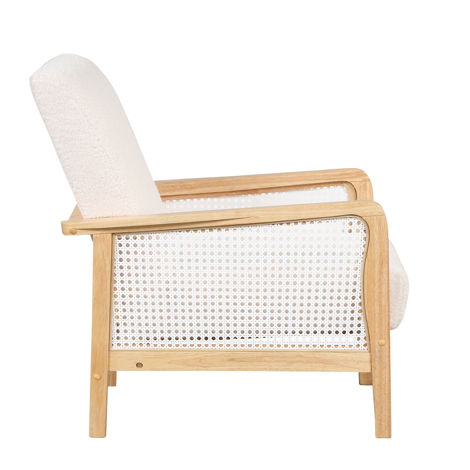 Kadyn Rattan Mesh Upholstered Accent Chair, Mid-Century Armchair for Living Room, Altay Velvet Armchair with Solid Wood Frame, White Kadyn Rattan Mesh Upholstered Accent Chair, Mid-Century Armchair for Living Room, Altay Velvet Armchair with Solid Wood Frame, White