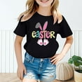 thumbnail image 2 of Toddler T Shirts Kids Girls Summer Rabbit Print T Shirt Child Cute Easter Short Sleeve Tee Top Baby Boy Summer Clothes Black 2 Years-3 Years, 2 of 4