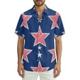 thumbnail image 2 of Men's Glitter Star & Stripe American Flag Hawaiian Shirt - 4-Way Stretch Short Sleeve Patriotic Button Down Red 3XL, 2 of 6