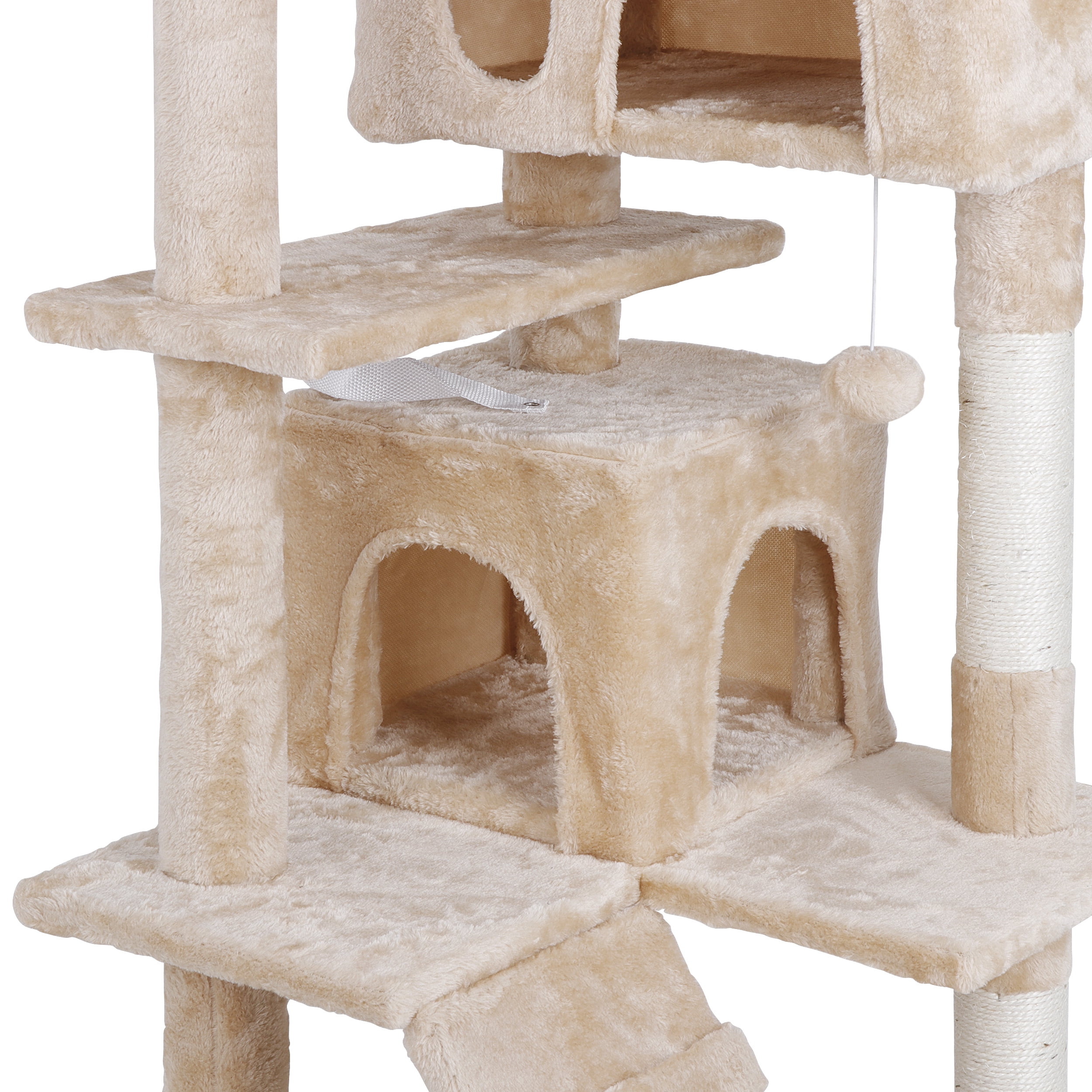 ZENY 53" Cat Tree Multi-Levels Condos Scratching Post Tower Play House, Beige