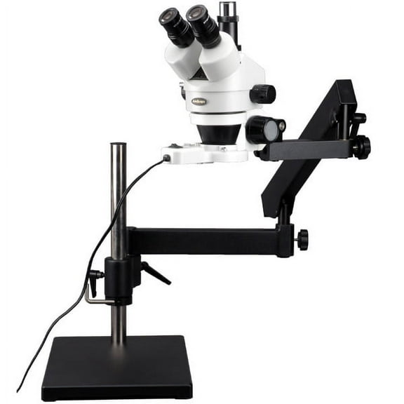 AmScope 3.5X-45X Articulating Trinocular Zoom Microscope with Ring Light New