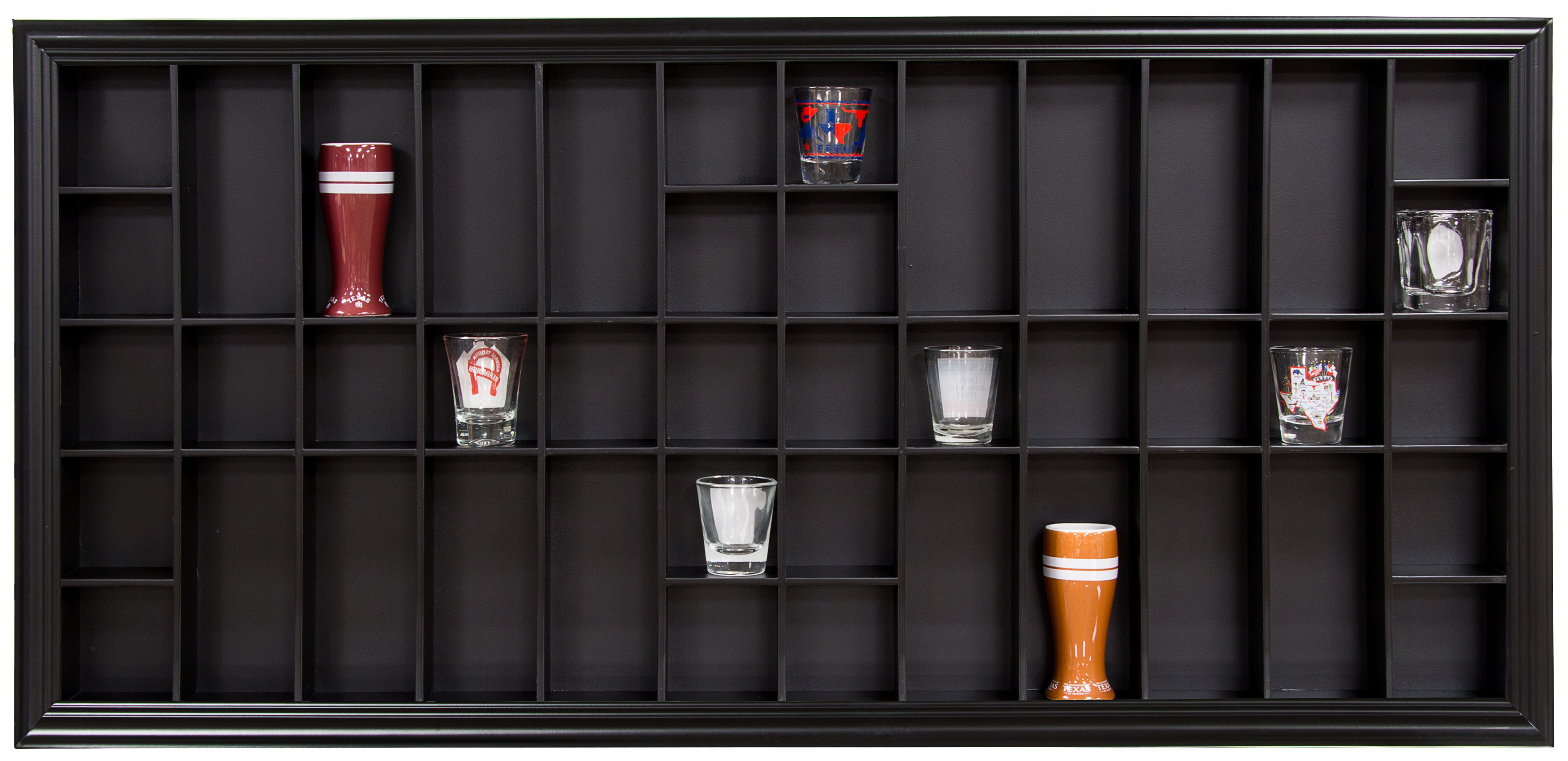 18″ X 16" Gallery Solutions 18X16 Shot Glass Hinged Front Display Case Black 
