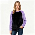 thumbnail image 2 of Color Block Fleece Sweatshirts for Women, Crewneck Long Sleeve Basic Tees, Women'sSize S-2XL, 2 of 4
