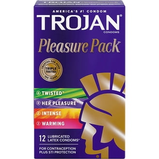 Trojan Pleasure Pack Condom Bundle with Lunamax Brass Pocket Case Trojan Pleasure Pack Condom Bundle with Lunamax Brass Pocket Case