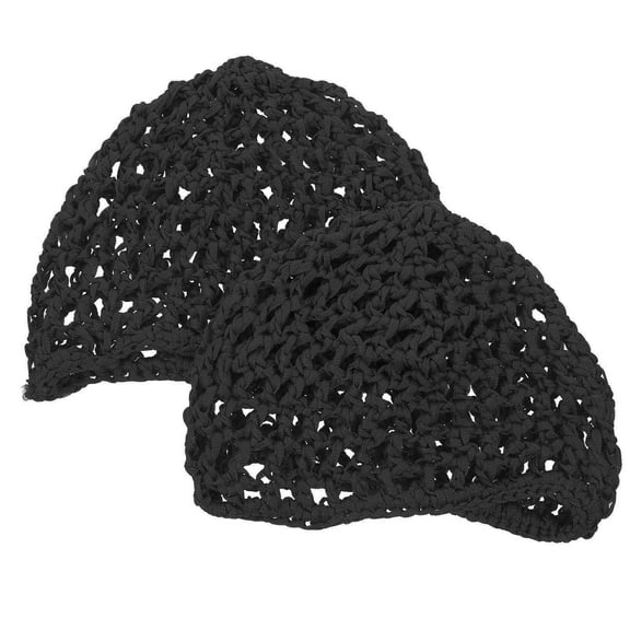 OATIPHO 2Pcs Nylon Crochet Hairnets for Sleeping Stylish Breathable Hair Cover Black