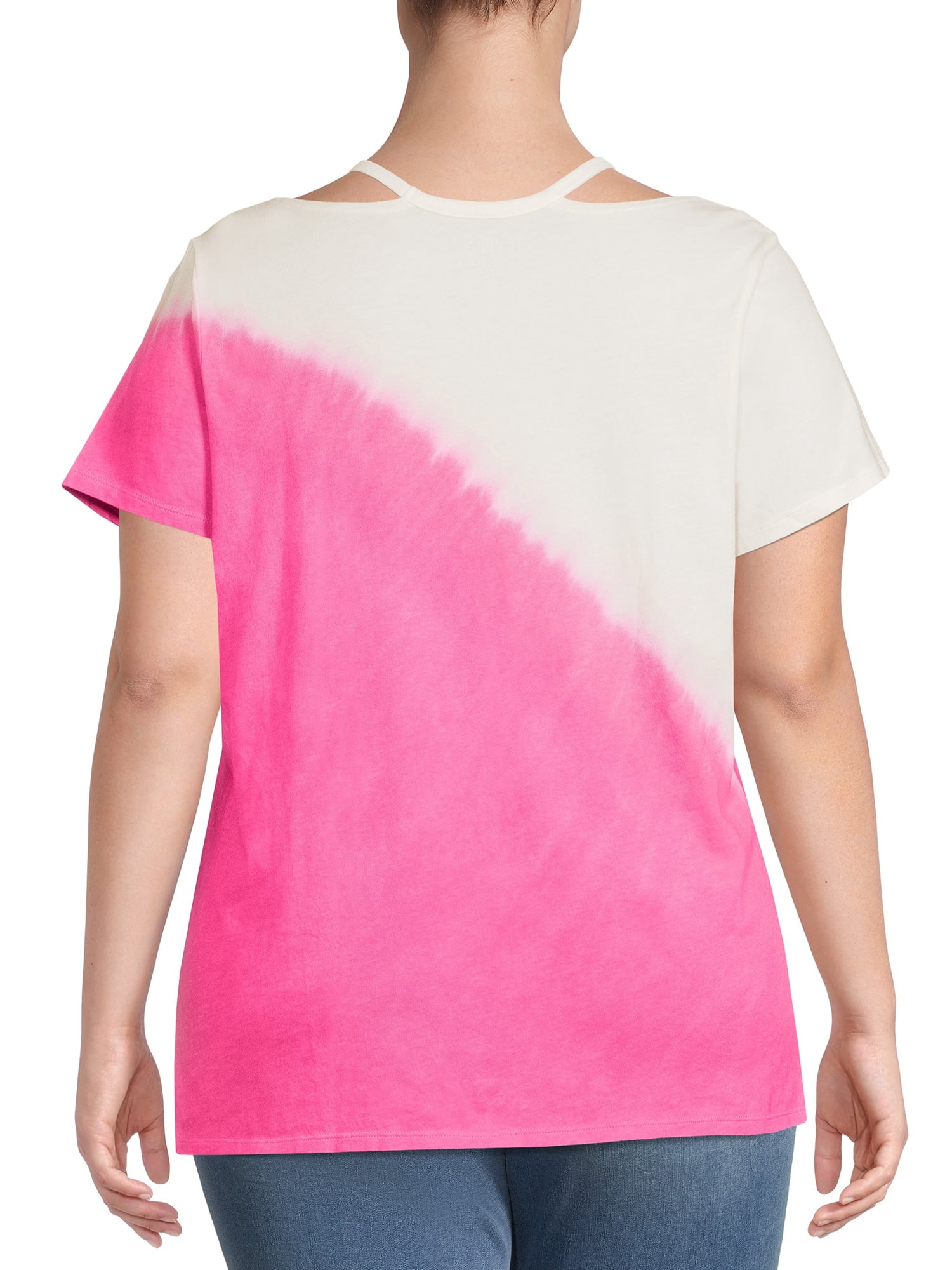 Terra & Sky Women's Plus Size Cut Out Neck Short Sleeve Top