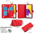 thumbnail image 3 of ELEHOLD For Samsung Galaxy Note 20 Ultra Phone Case Leather Crossbody Zipper Card Wallet Flip Case Kickstand Cover, with Ring Holder,Full Body Protection-Red, 3 of 7