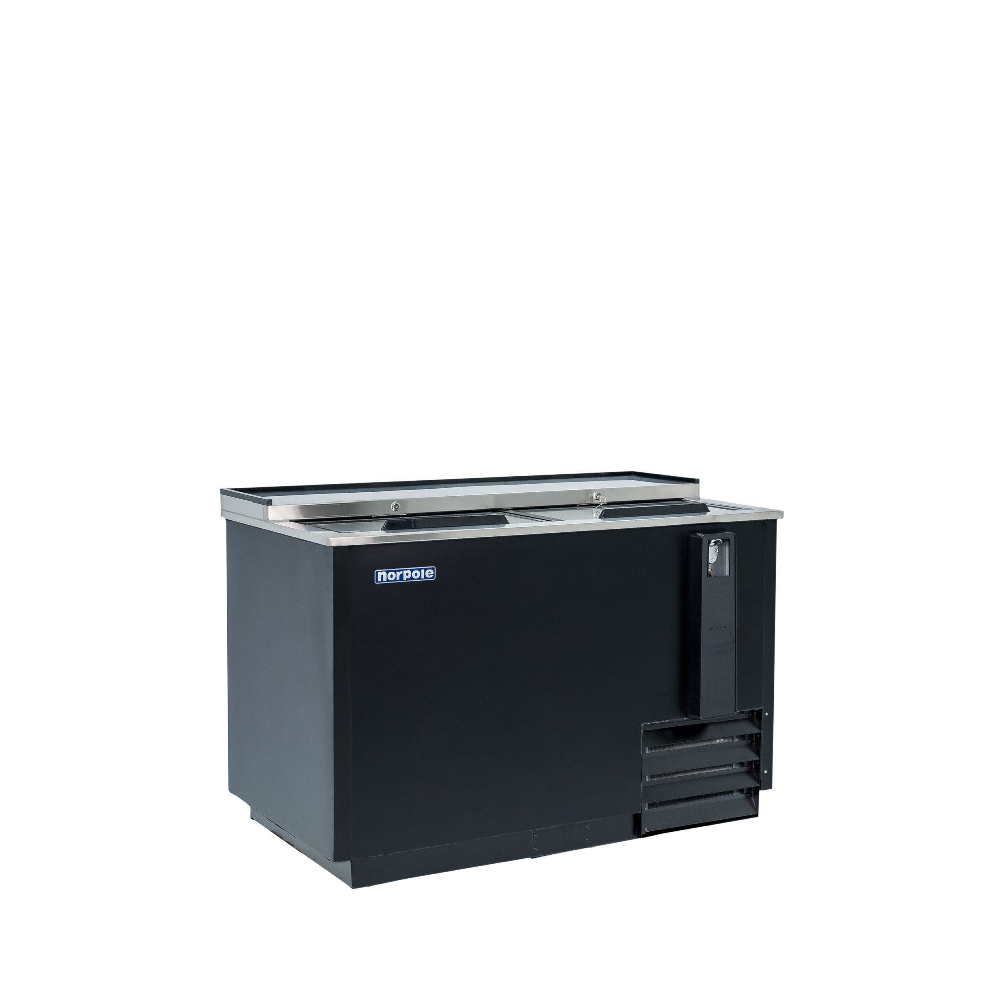 Norpole 50 in. W 16 cu. ft. Commercial Beverage Cooler Refrigerator with Sliding Door in Black in Black