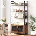 thumbnail image 4 of Jojoka Bookshelf with Mesh Doors, Industrial Bookcase with 4-Tiers Open Display Racks, Large Storage Shelf Cabinet for Bedroom, Living Room, Home Office, Rustic Brown, 4 of 7