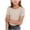 Beige, variant on Girls Short Sleeved Shirts Ribbed Basic Crew Neck Slim Fit Tee Tops Plain Pullover Shirt Casual Comfy Clothes (Light Blue, 9-10 Years)