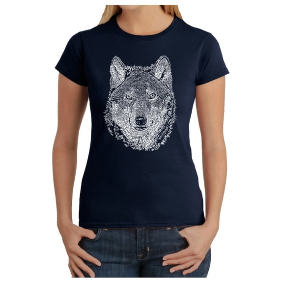 LA Pop Art Women's Word Art T-Shirt - Wolf