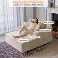 thumbnail image 4 of Kelyda 61" Oversized Chaise Lounge Chair Indoor, Modern Boneless Cloud Faux Fur Couch Sofa Bed Sleeper Couch Beige, 4 of 9