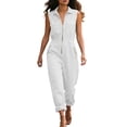 thumbnail image 3 of Taqqpue Women's Sleeveless Cargo Jumpsuit Solid Color Zip Front Romper Casual Loose Workwear Overalls Pants for Women, 3 of 10