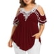 thumbnail image 1 of Puntoco Fashion - Camiseta con cuello en V para mujer, talla grande, con apliques de encaje, hombros descubiertos Puntoco Puntoco-8948, 1 of 6