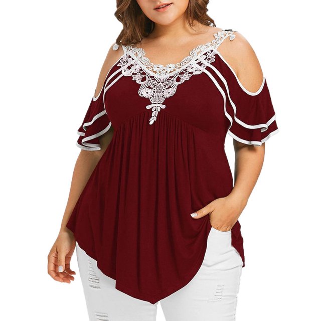 KIHOUT Womens Plus Size Tops Clearance Women Crop Cute Trendy Basic Tight Rounk Neck Crop Blouse Short Sleeve Crop TopS