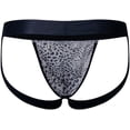 thumbnail image 2 of JOCKMAIL Mens Sexy Thong Underwear Low Rise Leopard Pattern Playful Printed Men's Jockstraps Athletic Supporters, 2 of 7