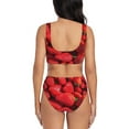thumbnail image 3 of Rocae Strawberry Red for Bikini Set for Women Two Piece Sexy High Swimsuits Split Crossover Bikini Large, 3 of 9