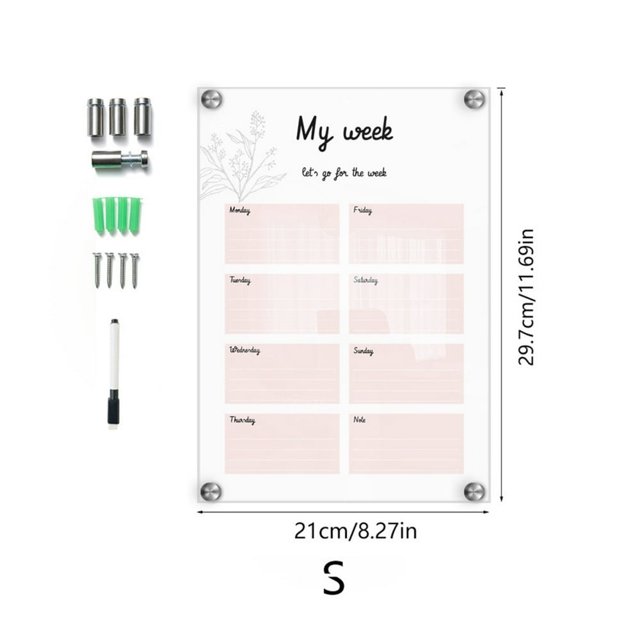 HLONK Tableau Calendrier Effaçable à Sec en Acrylique, Planificateur Hebdomadaire, Tableau Blanc, Tableau de Repas Réutilisable pour Bureau, Maisons et École