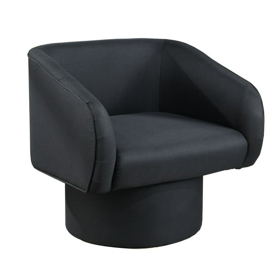 Tim 30 Inch Fabric Upholstered Accent Chair, 360 Swivel Seat, Black - Saltoro Sherpi