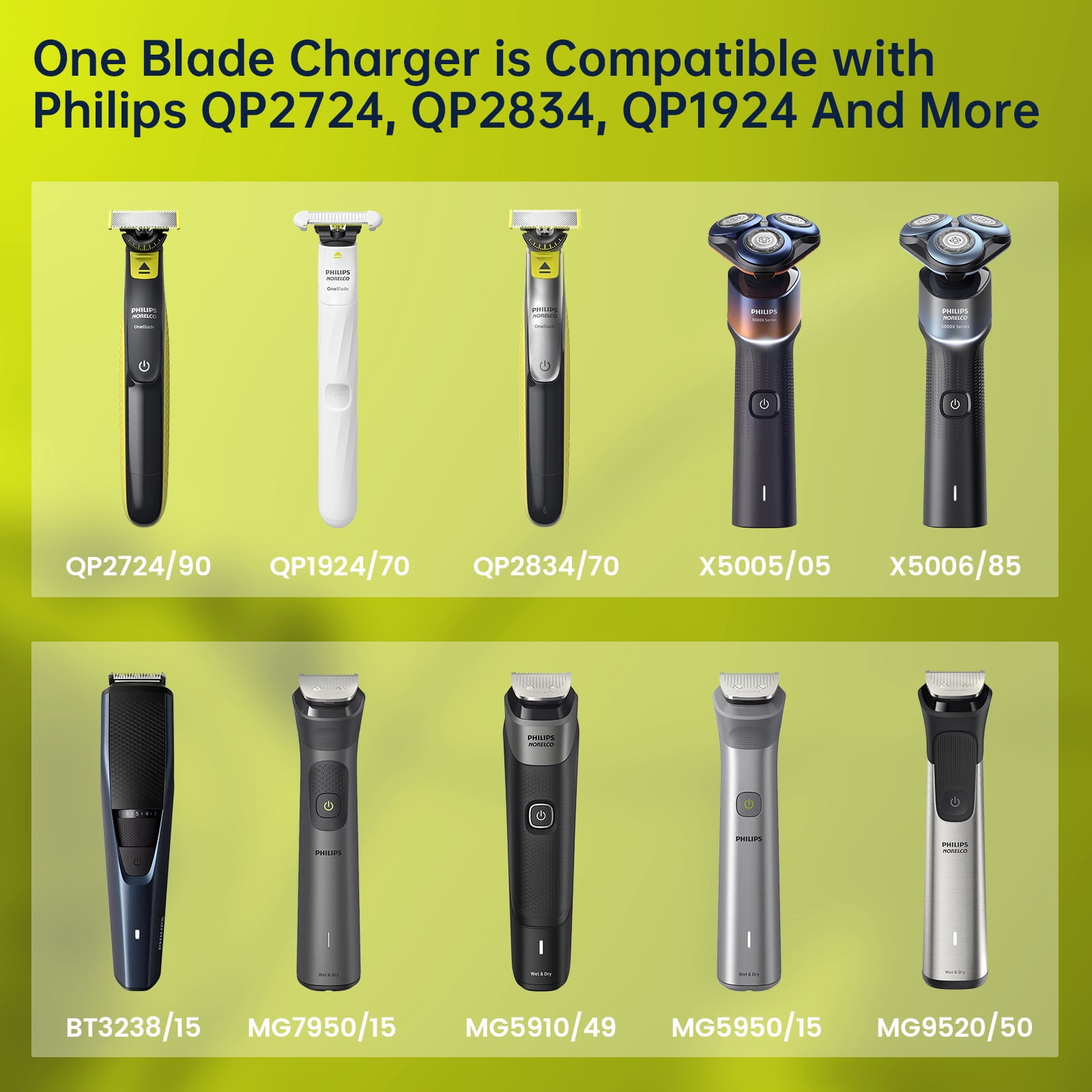 5V USB Charger Cord Fit for Philips Norelco One Blade 360 Newer Model QP2724 QP2834 QP1924 MG7910 MG5910,  Shaver 2400 2600 3900, Wet & Dry Series 2000 3000 5000 7000 9000