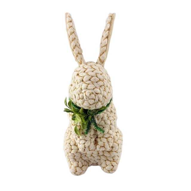 Sktrpolifis Easter String Rope Tailless Standing Bunny Figurine, Plastic & Rope Material, for Table Shelf Mantel Decor