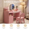 thumbnail image 3 of LINLUX Kids Vanity Table and Chair Set,Princess Makeup Dressing Table with Tempered Glass Mirror,Storage Organizer,Gift for Girls,Pink, 3 of 9