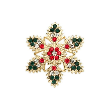 Goldtone & Crystal Christmas Star Brooch