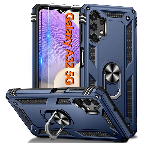 Funda para Samsung Galaxy A32 5G Azul Antigolpes con Anillo ATUMP
