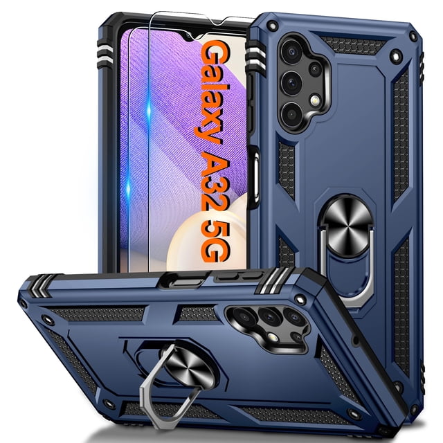 Funda para Samsung Galaxy A32 5G Azul Antigolpes con Anillo ATUMP