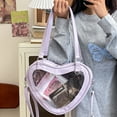 thumbnail image 2 of Japanese School Girl Heart Shape Itabag Large Capacity Clear Window Shoulder Bag Anime Pin Display Crossbody Handbag, 2 of 2