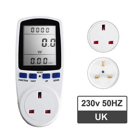 UK Plug-In Electricity Power Consumption Meter Energy Monitor Watt Kwh Analyzer