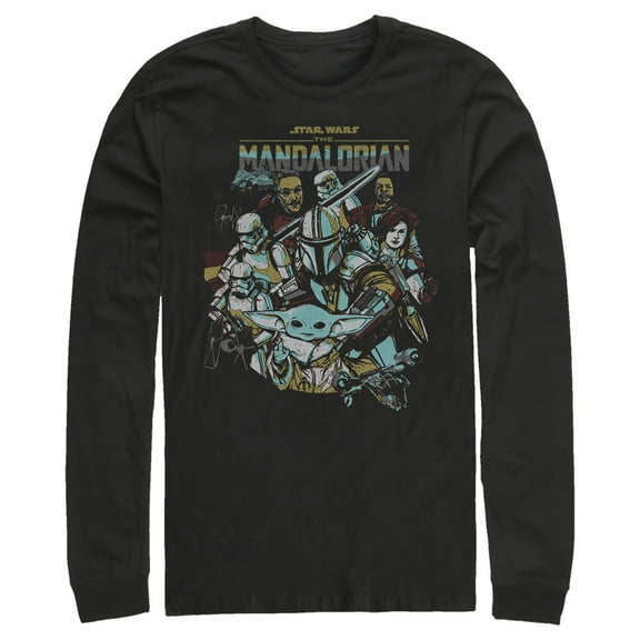 Men's Star Wars: The Mandalorian Protect The Child Long Sleeve Shirt Black 2X Large