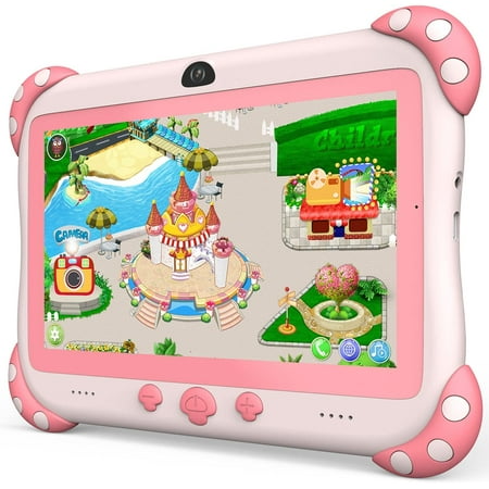 Kids Tablet 7 inch Tablet for Kids Wifi Kids Tablets 32G Dual Camera Educational Games Parental Control, Android Toddler Tablet with Kids Software Pre-Installed Kid-Proof YouTube Netflix (Pink)
