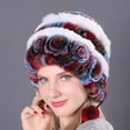 thumbnail image 2 of Womens Winter Hats with Ear Flaps Winter Womens Colorful Warm Caps Warm Flowers Striped Real Rabbit Velvet Hats Fashion Hat Winter Hats for Women with Ear Flaps, 2 of 2