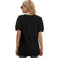 thumbnail image 3 of Womens Summer Tops V Neck T Shirts Swiss Dot Puff Sleeve Tops Loose Casual Tshirts, 3 of 5