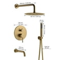 thumbnail image 5 of Boyel Living 10 inch Round Rain Shower Faucet Wall Mount Shower 3 Function Handheld Shower Head Combo Set,Brushed Gold, 5 of 10