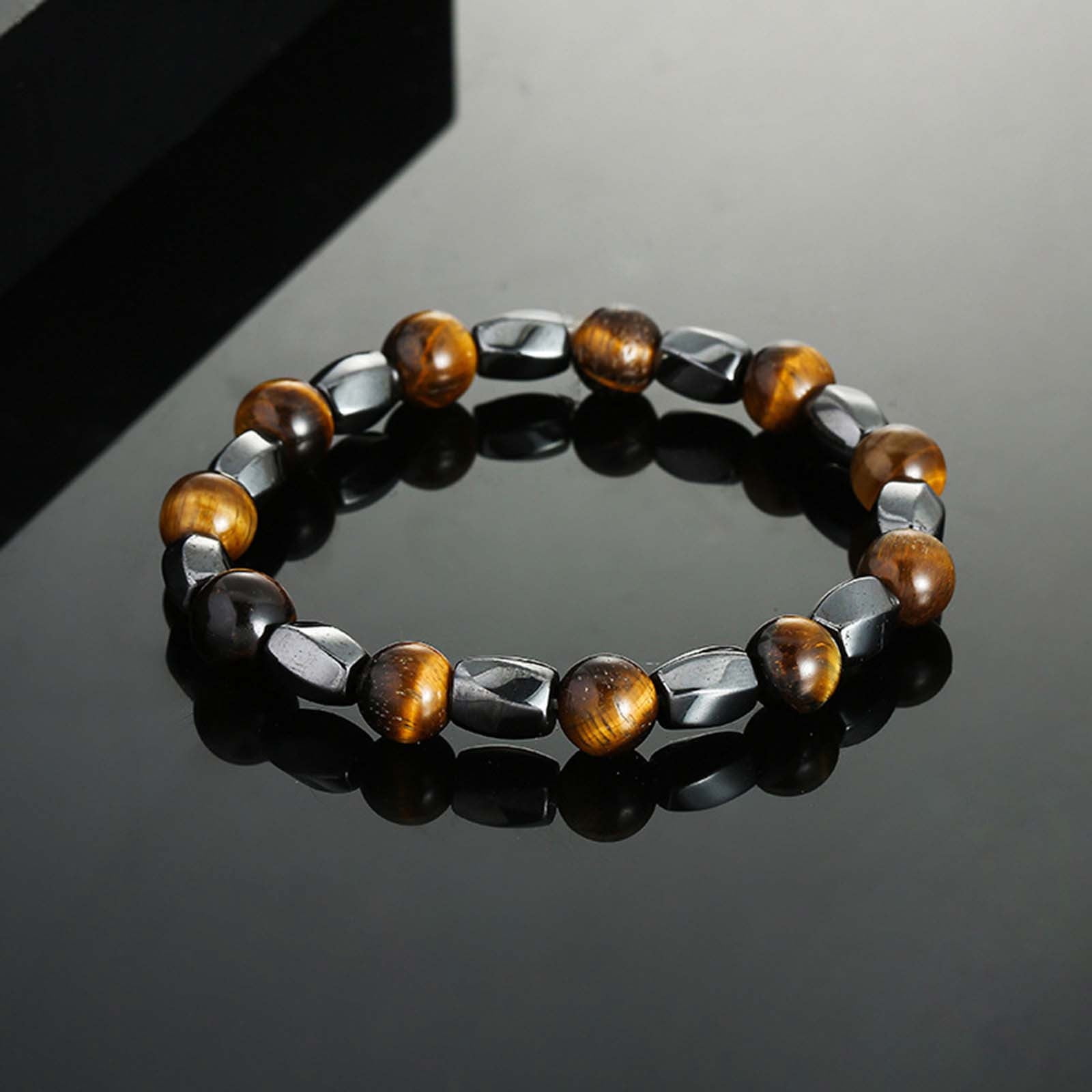 Bracelet Homme En Hématite Naturelle - Pierre Noire, Taille Élastique | Bijou Masculin Force Et Confiance - 9