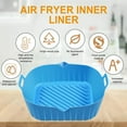 thumbnail image 3 of Xiyztok 2PCS Reusable Heat Resistant Silicone Air Fryer Basket with Handles,Square Air Fryer Silicone Pot,Blue, 3 of 9