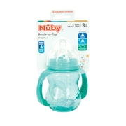 Nuby Bottle-to-Cup Non-Drip Wide Neck Baby Bottle with Removable Handles, 8 fl oz, Blue