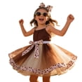 thumbnail image 4 of Girls Valentine's Day Heart Print Tutu Skirt with Bowknot Layered Party Skirt for Toddler Kids Celebration and Play Khaki 6 Years-8 Years, 4 of 4